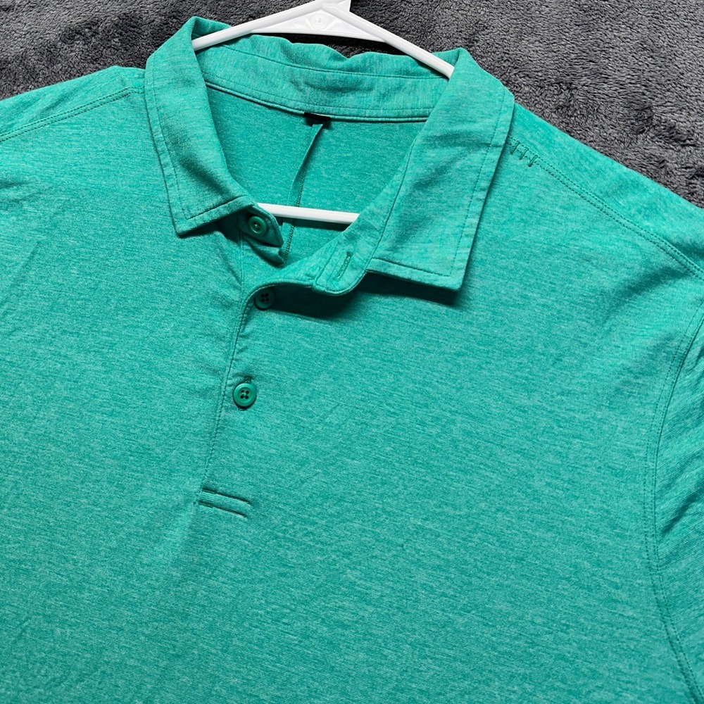 Lululemon Evolution Polo Mens XL Green Heathered Short Sleeve Golf Shirt